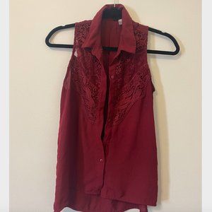 Maroon Sleeveless Blouse